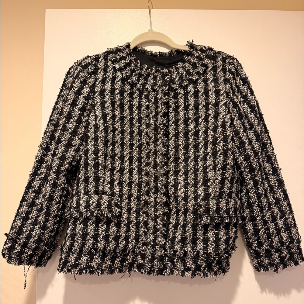 Ann Taylor Black and White Tweed Blazer